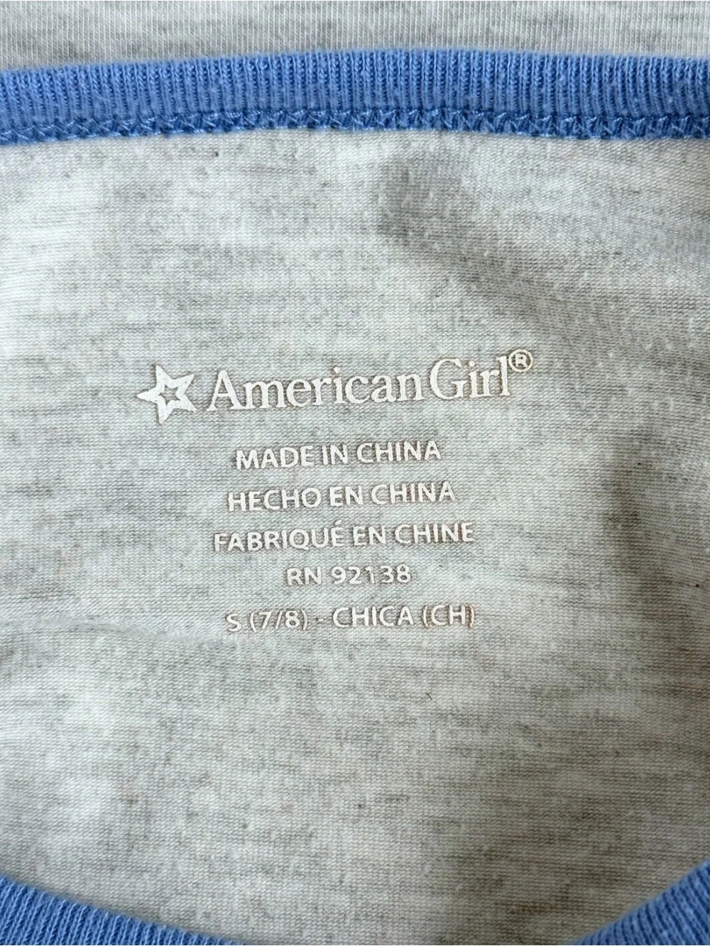 American Girl S’more Sleep Shirt Girls Size S 7/8 Gray Blue Nightgown